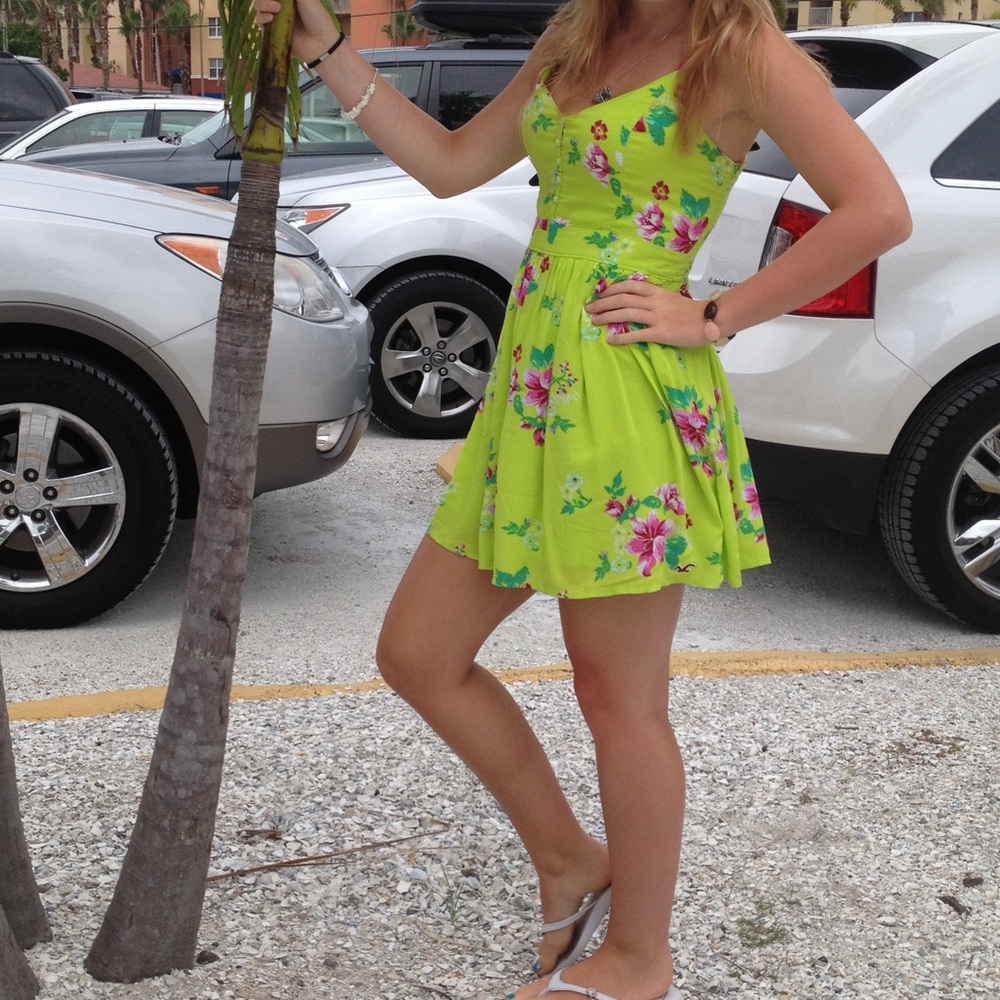 Hollister green floral dress